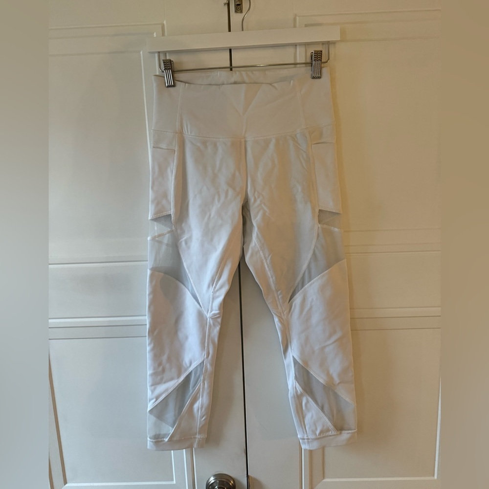 Lululemon Cropped Mesh White Leggings